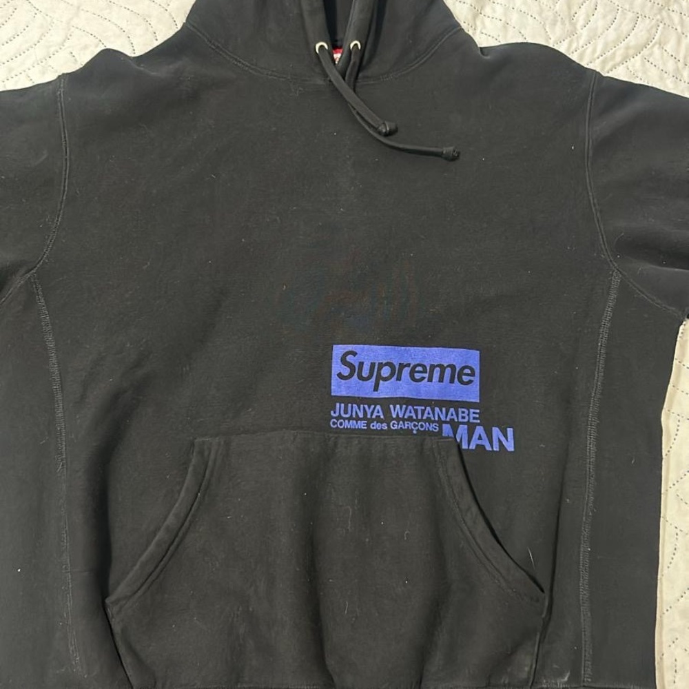Supreme Black Hoodie with Blue Logo